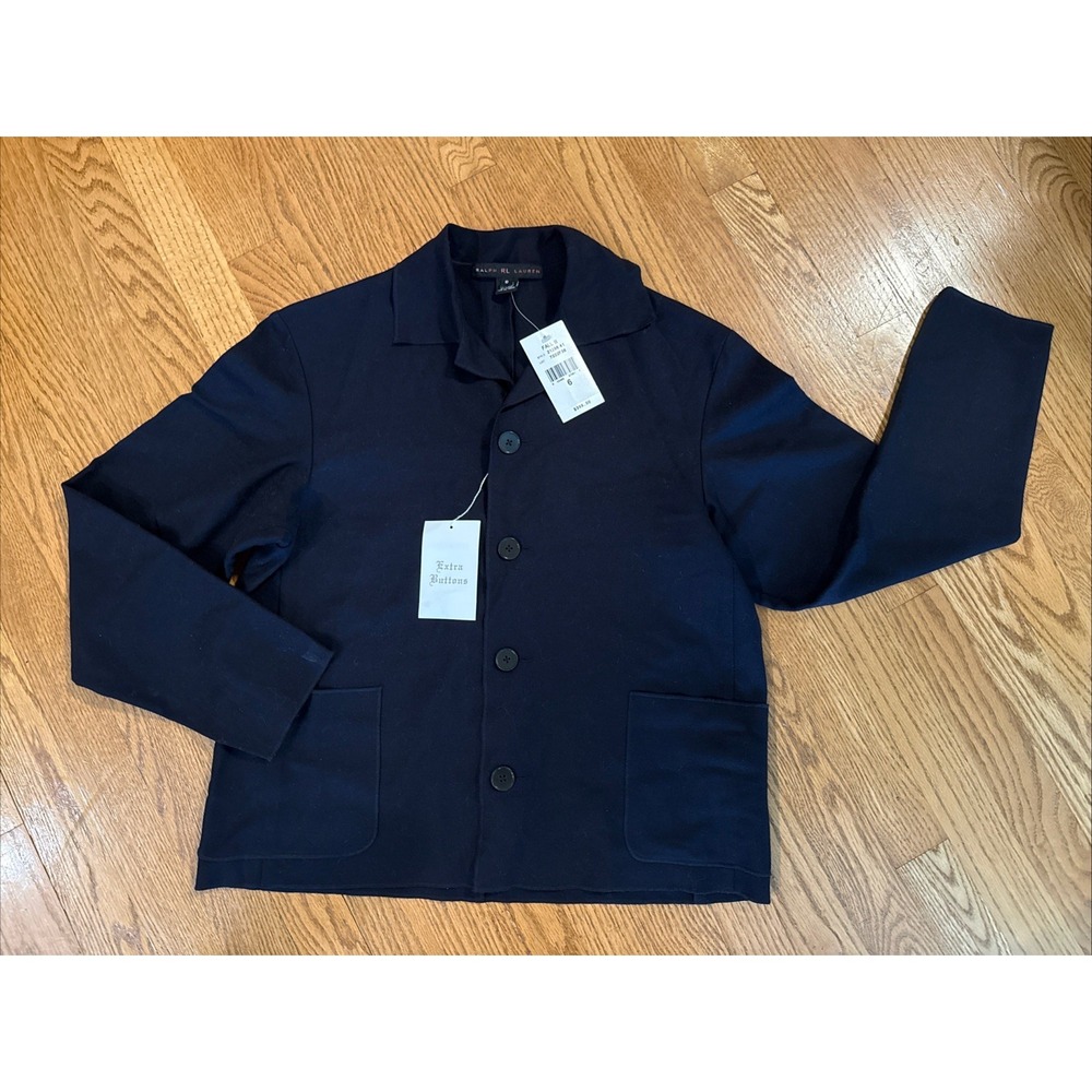 NWT Ralph Lauren Black Label Women's Jacket 6 Navy 100% Linen New Excellent
